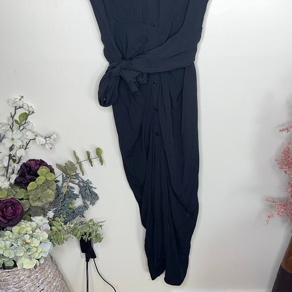 L*SPACE Prism Tie Button Front Maxi Dress Black Sz S $198 {Q17} - Picture 6 of 9